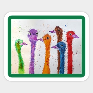 Colorful Ostriches Sticker